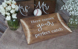 Here comes the bride wedding sign. Here comes your perfect catch sign. Wedding prop. Wedding sign. Wood sign. Wedding decor.
