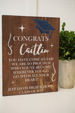 Graduation plaque. Class of 2018 graduation gift. Graduation gift. Graduation wood sign. Custom graduation gift. Custom gradation plaque.