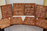 Love Is Patient Love is Kind Stained Wedding Decor. Light stained 1 Corinthians 13 Wedding Aisle Signs. Wood Wedding Signs.
