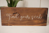 Find your seat table sign. Wedding prop. Wedding sign. Wood sign. Rustic wedding decor.