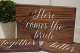 Here comes the bride wedding sign. Here comes the bride rustic wedding sign. Wedding prop. Wedding sign. Ring bearer sign. Flower girl sign.