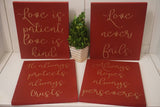 Burgundy/Cranberry Love Is Patient Love is Kind Wedding Decorations. 1 Corinthians 13 Wedding Aisle Signs. Red Wood Aisle Wedding Signs.