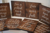 Love Is Patient Love is Kind Rustic Wedding Decor. Dark stained 1 Corinthians 13 Wedding Aisle Signs. Wood Wedding Signs. Wood Wedding Decor