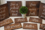 Love Is Patient Love is Kind Rustic Wedding Decor. Dark stained 1 Corinthians 13 Wedding Aisle Signs. Wood Wedding Signs. Wood Wedding Decor
