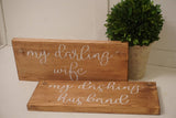My Chair wedding signs. Rustic chair signs. My darling wife. My dashing husband. Wedding sign. Chair wood sign. Rustic wedding