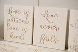 Ivory Love Is Patient Love is Kind Wedding Decorations. 1 Corinthians 13 Wedding Aisle Signs. Ivory Wood Wedding Signs.