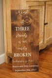 Large cord of three strands wood sign. A cord of three strands sign. Wedding vows wood sign. Unity wood sign. Ecclesiastes 4:9-12.
