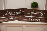 Large rustic wood decor. Gather wood sign. Family wood sign. Blessed wood sign. Love wood sign. Oversize wood signs. Rustic wood signs.