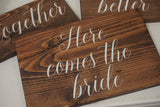 Here comes the bride wedding sign. Here comes the bride rustic wedding sign. Wedding prop. Wedding sign. Ring bearer sign. Flower girl sign.
