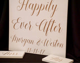 Welcome to our happily ever after. Wood welcome decor. Wedding welcome sign. White welcome sign. Shabby chic sign. Elegant wedding sign.