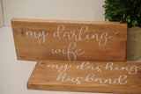 My Chair wedding signs. Rustic chair signs. My darling wife. My dashing husband. Wedding sign. Chair wood sign. Rustic wedding