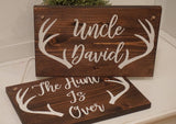 Hunting themed wedding. Hunting bedroom decor. Here comes the bride. Hunting wedding sign. Hunting wedding prop. The hunt is over wood