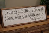 I can do all things farmhouse sign. Baptism gift. Baptism wood sign. I can do all things through Christ. Inspirational farmhouse sign.