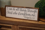 I can do all things farmhouse sign. Baptism gift. Baptism wood sign. I can do all things through Christ. Inspirational farmhouse sign.