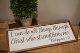 I can do all things farmhouse sign. Baptism gift. Baptism wood sign. I can do all things through Christ. Inspirational farmhouse sign.