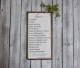 Love is patient farmhouse sign. Love never fails farmhouse sign. Love never fails wood sign. 1 Corinthians 13:4-8 farmhouse sign.
