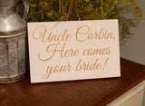 Here comes your bride wood sign. Custom here comes the bride wedding decor. Ring bearer sign. Wedding aisle decor. Flower girl sign.