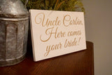 Here comes your bride wood sign. Custom here comes the bride wedding decor. Ring bearer sign. Wedding aisle decor. Flower girl sign.