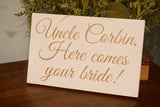 Here comes your bride wood sign. Custom here comes the bride wedding decor. Ring bearer sign. Wedding aisle decor. Flower girl sign.