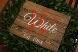 Stained slat family name sign. Family wood sign. Wedding family sign. Family established sign. Stained established sign. Custom wood sign.