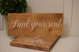 Find your seat rustic sign. Rustic find your seat sign. Wedding table sign. Wedding prop. Wedding sign. Find your seat.