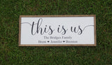 This is us farmhouse sign. Gift for mom. Personalized farmhouse sign. Farmhouse decor. Custom framed sign. Mother's Day gift. Gift for dad.