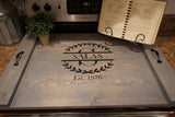 Stove top cover. Weathered gray stove top tray.  Custom stove tray. Wood stove cover.  Custom stove cover. Custom stove tray. Stove tray.