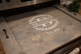 Stove top cover. Weathered gray stove top tray.  Custom stove tray. Wood stove cover.  Custom stove cover. Custom stove tray. Stove tray.