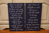 Love is patient love is kind large wood wedding decor. Navy wedding decor. Wedding aisle decor. 1 Corinthians 13. Navy wedding aisle decor.