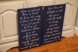 Love is patient love is kind large wood wedding decor. Navy wedding decor. Wedding aisle decor. 1 Corinthians 13. Navy wedding aisle decor.
