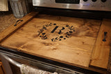 Stove top tray.Stove top cover. Rustic kitchen. Custom stove tray. Wood stove cover.  Custom stove cover. Custom stove tray. Kitchen decor.