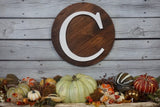 Initial wood sign.  Initial cutout. Round wood cutout. Family initial cutout. Personalized initial sign. Anniversary initial.