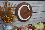 Initial wood sign.  Initial cutout. Round wood cutout. Family initial cutout. Personalized initial sign. Anniversary initial.
