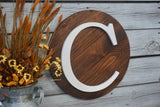 Initial wood sign.  Initial cutout. Round wood cutout. Family initial cutout. Personalized initial sign. Anniversary initial.