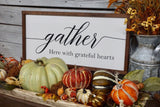 Gather sign. Gather wood sign. Fall decor. Kitchen decor. Dinning room decor. Farmhouse decor. Gather here sign. .....