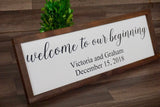 Welcome to our beginning. Welcome to our wedding. Welcome sign. Wedding sign. Farmhouse sign. Wedding gift. Ceremony sign. Established sign.