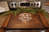 Stove top.  Stove organizer. Stove top cover. Stove top tray.  Custom stove tray. Wood stove cover.  Kitchen decor. Tray organizer.