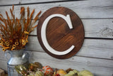 Initial wood sign.  Initial cutout. Round wood cutout. Family initial cutout. Personalized initial sign. Anniversary initial.