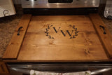 Stove top cover. Wood stove top tray.  Kitchen decor. Wood stove cover.  Custom stove cover. Kitchen decor. Rustic kitchen. Stove top tray.