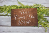 Here comes the bride. Ring bearer sign. Wedding decor. Rustic wedding. Wedding sign. Here she comes. Here comes the bride sign.