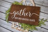 Farmhouse decor. Gather sign. Gather wood sign. Rustic home decor. Kitchen decor. Dinning room decor. Gather here sign. Dinning room decor.