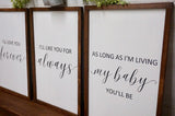 I'll love you forever. I'll like you for always. Nursey decor. Nursery sign. Baby gift. Baby shower. Farmhouse nursery. Farmhouse decor.