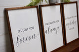 I'll love you forever. I'll like you for always. Nursey decor. Nursery sign. Baby gift. Baby shower. Farmhouse nursery. Farmhouse decor.