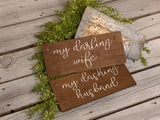 My Chair wedding signs. Rustic chair signs. My darling wife. My dashing husband. Wedding sign. Chair wood sign. Rustic wedding