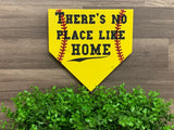 There's no place like home. Home plate. Baseball sign. Softball sign. Baseball mom. Softball mom. Man cave. Sports fan. Baseball plaque.