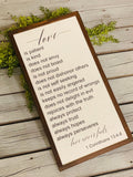 Love is patient farmhouse sign. Love never fails farmhouse sign. Love never fails wood sign. 1 Corinthians 13:4-8 farmhouse sign.