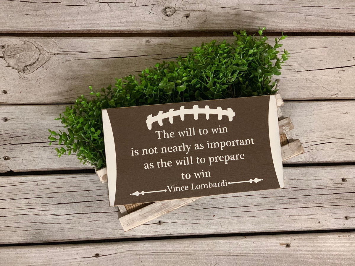 Football sign. The will to win. Football decor. Football wood sign. Vi –  Bridges2You, image size:1200x900