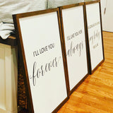 I'll love you forever. I'll like you for always. Nursey decor. Nursery sign. Baby gift. Baby shower. Farmhouse nursery. Farmhouse decor.