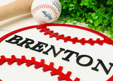 Nursery decor laser cut baseball  sign. Baseball sign. Personalized sign. Custom name sign. Laser cut baseball. Round sign. Baby gift.