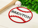 Nursery decor laser cut baseball  sign. Baseball sign. Personalized sign. Custom name sign. Laser cut baseball. Round sign. Baby gift.
